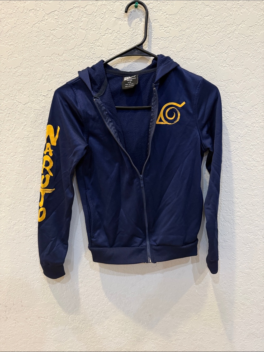 Naruto Kids Navy Zip-Up Hoodie with Gold Logo